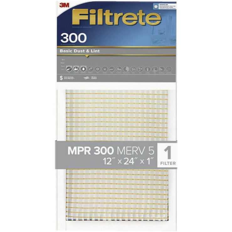 3M Filtrete 12 In. x 24 In. x 1 In. Basic Dust & Lint 300 MPR Furnace Filter