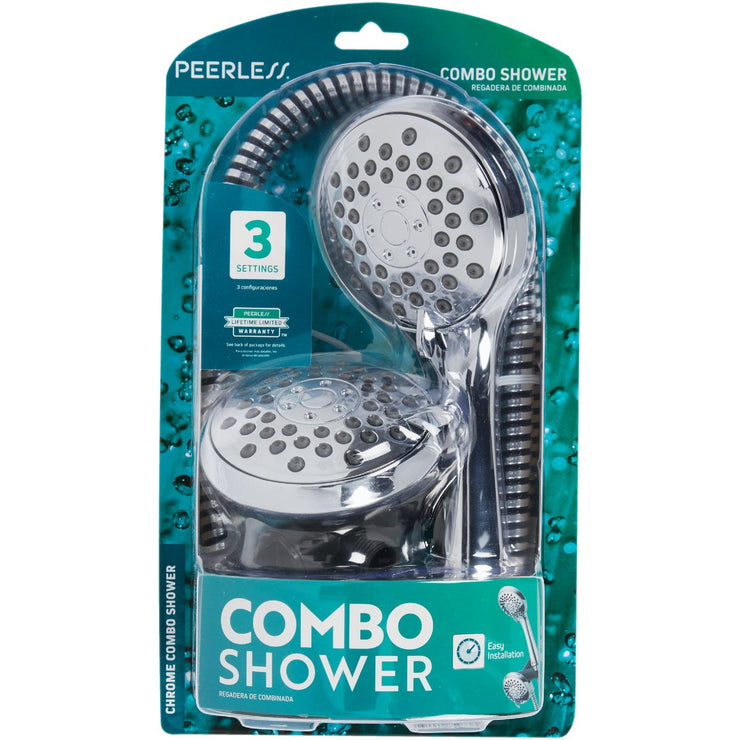 Peerless 3-Spray 1.75 GPM Combo Handheld Shower and Showerhead, Chrome