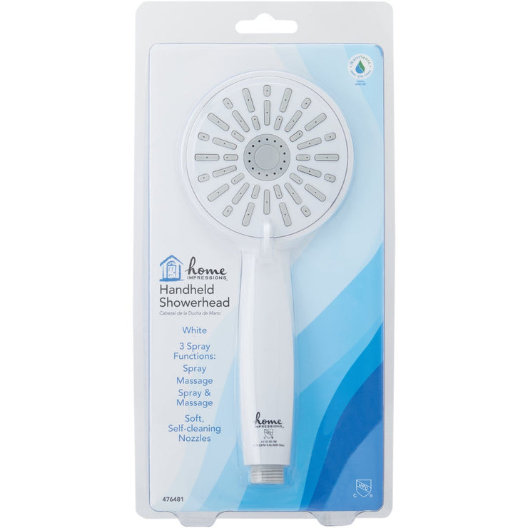 Home Impressions 3-Spray 1.8 GPM Handheld Shower, White