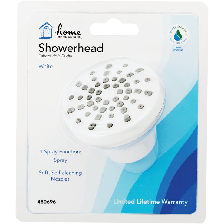 Home Impressions 1-Spray 1.8 GPM Fixed Showerhead, White