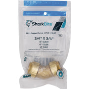 SharkBite 3/4 In. x 3/4 In. 45 Deg. Push-to-Connect Brass Elbow (1/8 Bend)