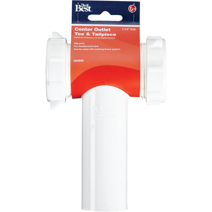 Do it 1-1/2 In. Plastic Slip Joint Center Outlet Tee and Tailpiece
