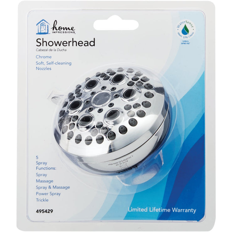 Home Impressions 5-Spray 1.8 GPM Fixed Showerhead, Chrome