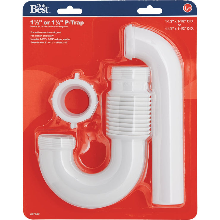 Do it 1-1/2 In., 1-1/4 In. White Plastic Flexible P-Trap