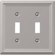 Amerelle Chelsea 2-Gang Stamped Steel Toggle Switch Wall Plate, Brushed Nickel