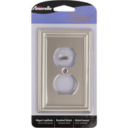 Amerelle Chelsea 1-Gang Stamped Steel Outlet Wall Plate, Brushed Nickel