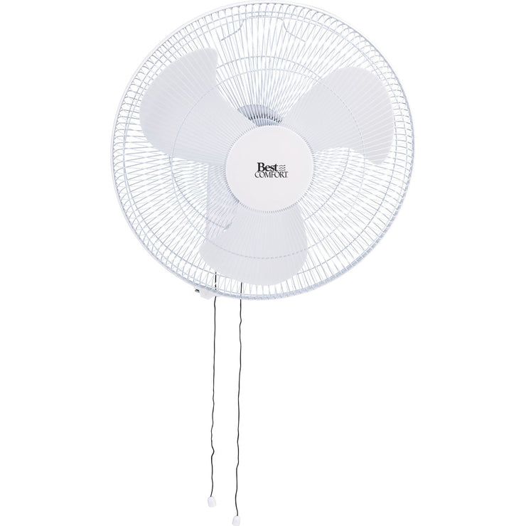 Best Comfort 18 In. 3-Speed White Oscillating Wall-Mount Fan