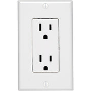Leviton Decora 15A White Residential Grade 5-15R Duplex Outlet with Wall Plate
