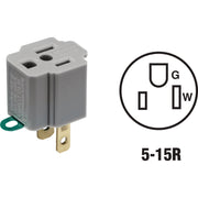 Leviton 15A 125V Gray Grounding Cube Tap Outlet Adapter (2-Pack)