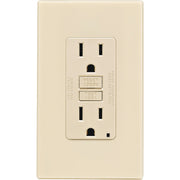 Leviton SmartlockPro Self-Test 15A Ivory Residential Grade 5-15R GFCI Outlet with Screwless Wall Plate