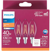 Philips 40W Equivalent Soft White B11 Candelabra Clear LED Decorative Light Bulb (3-Pack)
