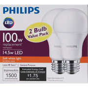 Philips 100W Equivalent Soft White A19 Medium LED Light Bulb (2-Pack)
