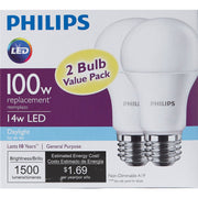 Philips 100W Equivalent Daylight A19 Medium LED Light Bulb (2-Pack)