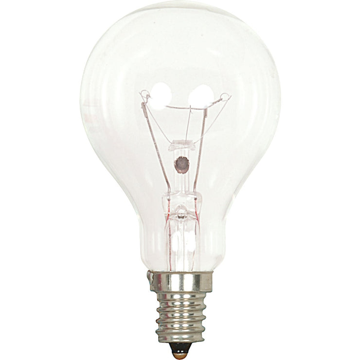 Satco 40W Clear Candelabra A15 Incandescent Ceiling Fan Light Bulb (2-Pack)