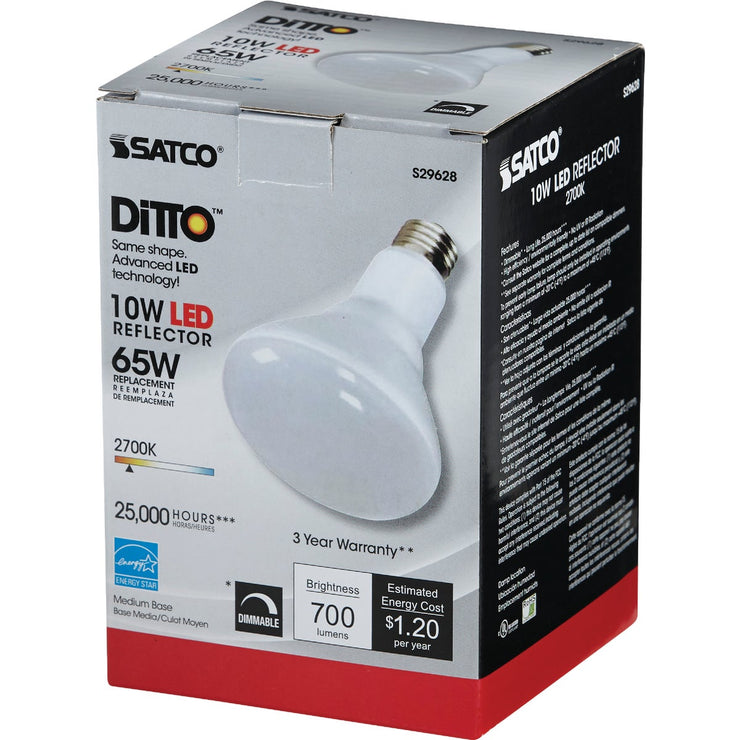 Satco Ditto 65W Equivalent Warm White BR30 Medium Dimmable LED Floodlight Light Bulb