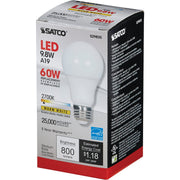 Satco 60W Equivalent Warm White A19 Medium Dimmable LED Light Bulb