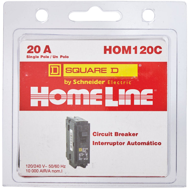 Square D Homeline 20A Single-Pole Standard Trip Circuit Breaker