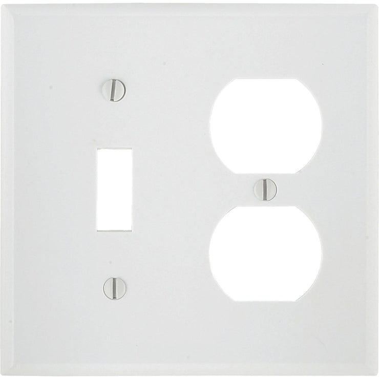 Leviton Oversized 2-Gang Thermoset Single Toggle/Duplex Outlet Wall Plate, White