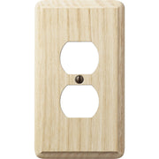Amerelle 1-Gang Solid Oak Outlet Wall Plate, Unfinished Ash
