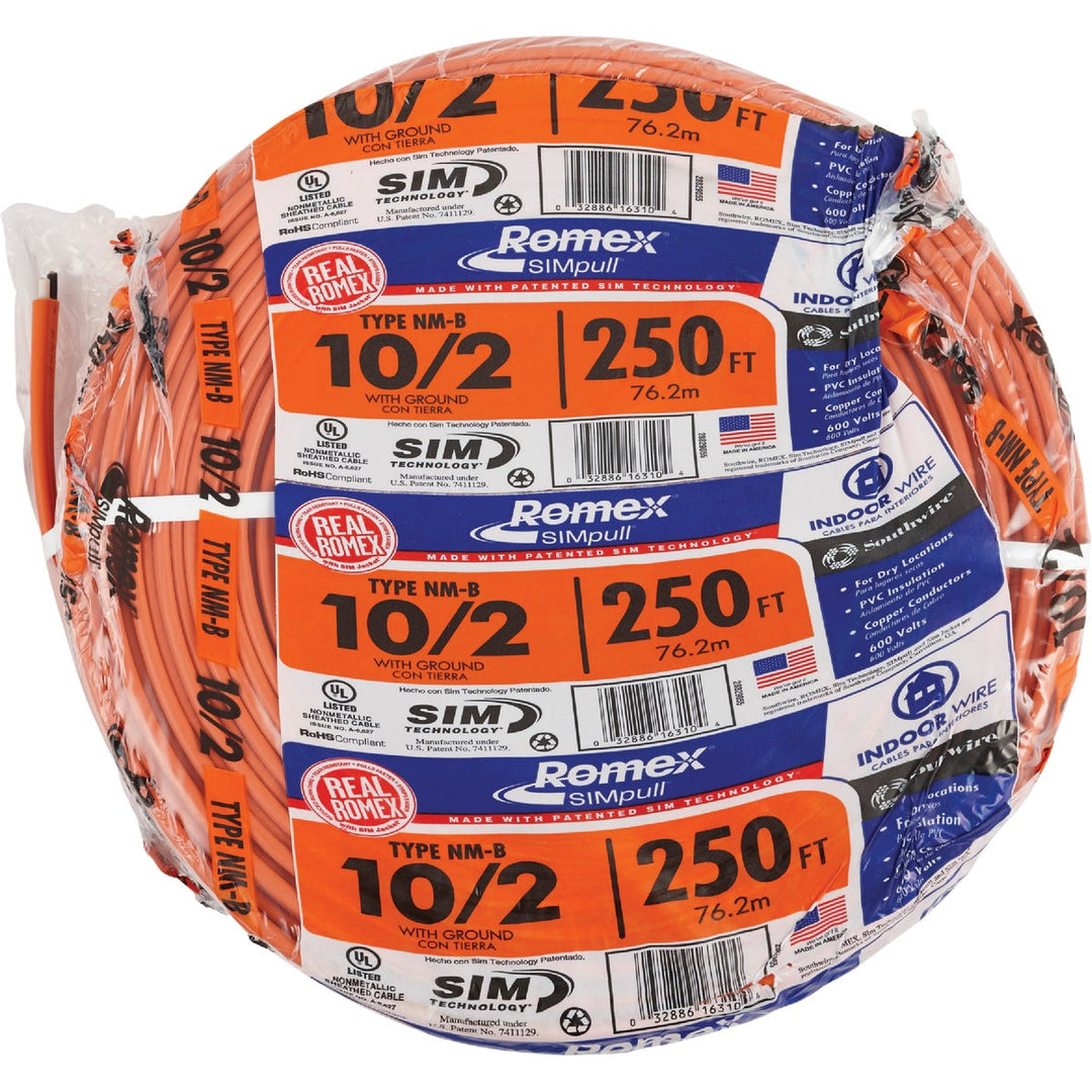 Romex 250 Ft. 10-2 Solid Orange NMW/G Electrical Wire – Hemlock