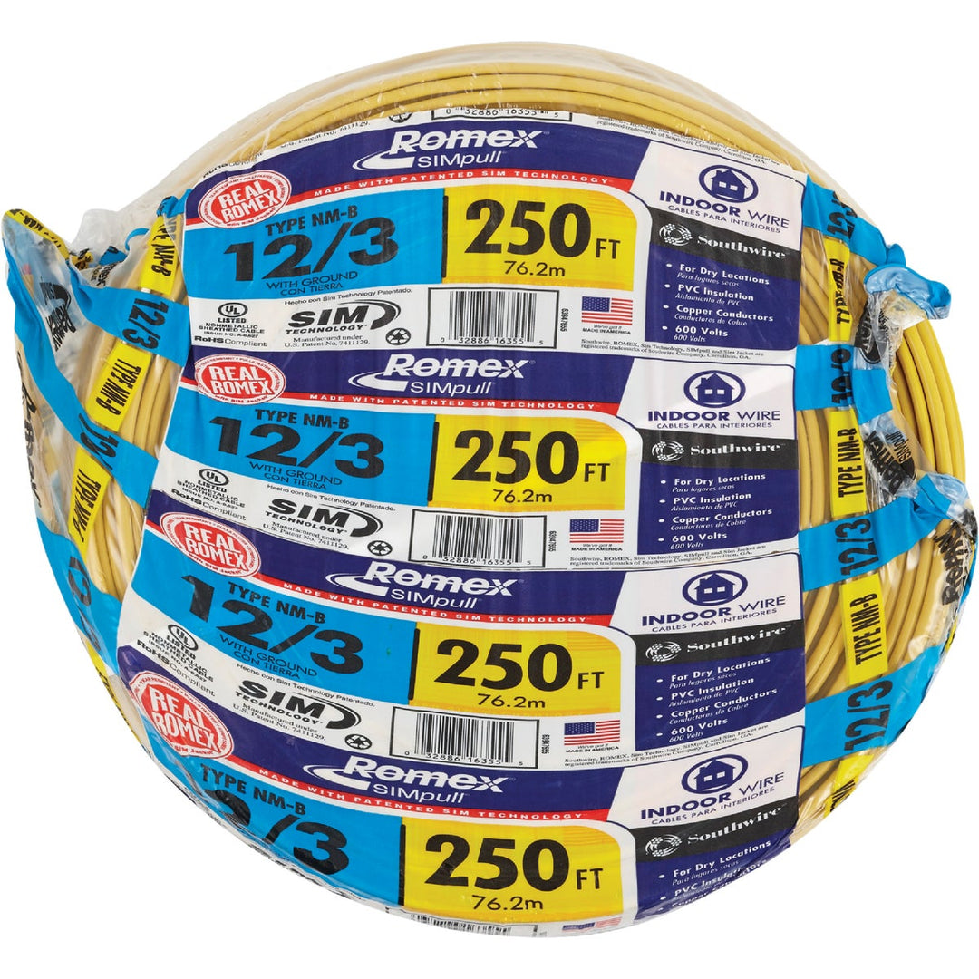 8/2 Wire With Ground New! 250 Ft. 12/2 Solid Romex SIMpull CU NM-B W/G ...