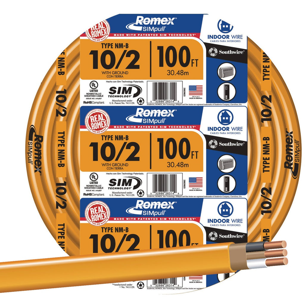Romex 100 Ft. 10-2 Solid Orange NMW/G Electrical Wire – Hemlock