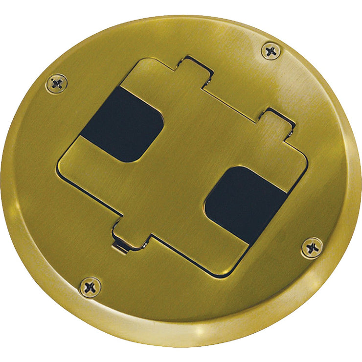 Hubbell Brass 5.6 In. x 5.9 In. Floor Box Outlet Kit