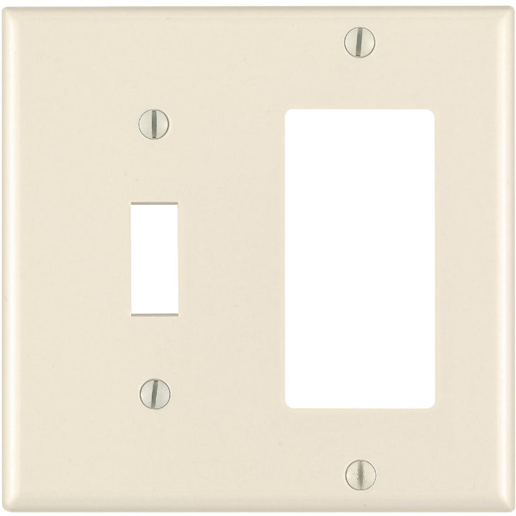 Leviton Decora 2-Gang Thermoset Single Toggle/Rocker Wall Plate, Light Almond