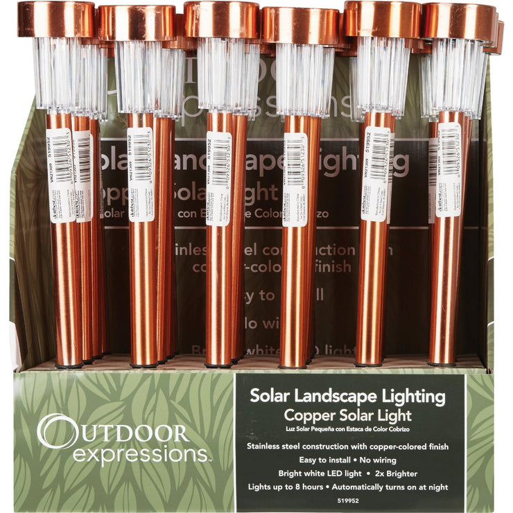 Outdoor Expressions Copper 2.10 Lumens Metal Mini Solar Path Light