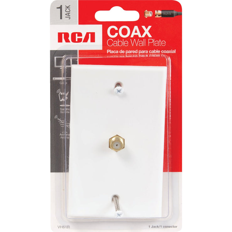 RCA White Single F-Connector Coaxial Wall Plate