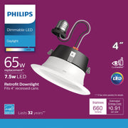 Philips 4 In. Retrofit White LED Recessed Light Kit, Daylight