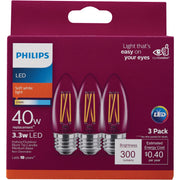 Philips 40W Equivalent Soft White B11 Medium Clear LED Decorative Light Bulb (3-Pack)