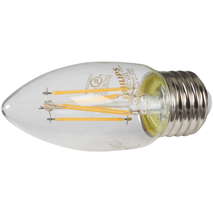 Philips 40W Equivalent Soft White B11 Medium Clear LED Decorative Light Bulb (3-Pack)