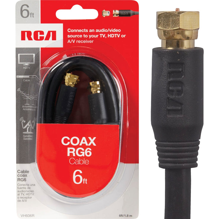 RCA 6 Ft. Black Digital RG6 Coaxial Cable