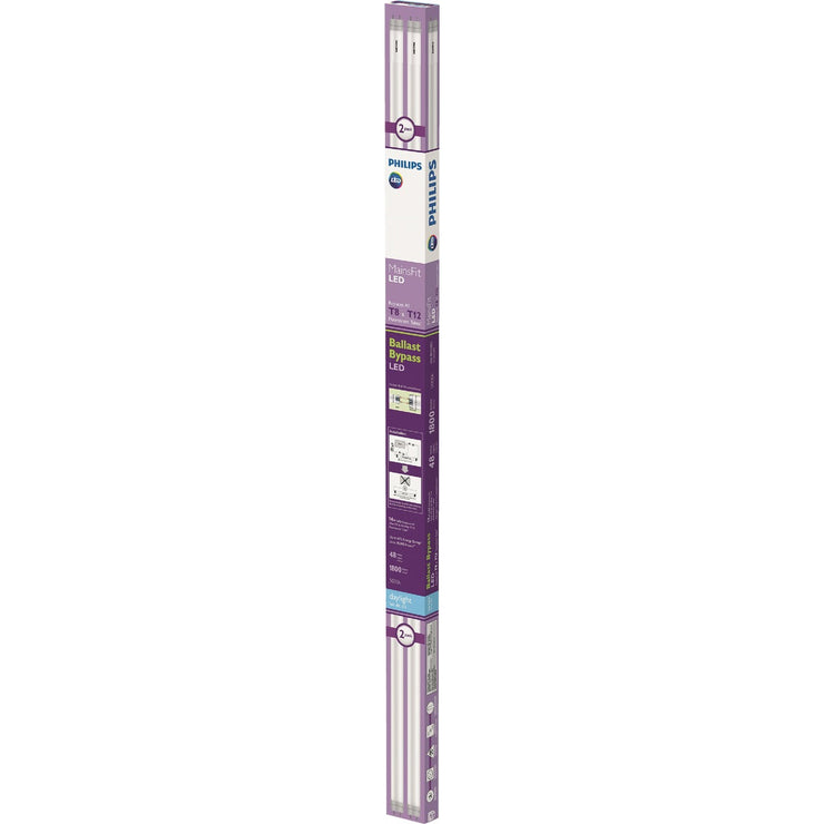 Philips Ballast Bypass 32W Equivalent 48 In. Daylight T8 Bi-Pin LED Tube Light Bulb (2-Pack)