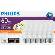 Philips 60W Equivalent Soft White A19 Medium LED Light Bulb (6-Pack)