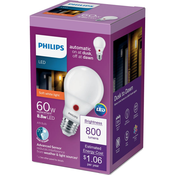Philips 60W Equivalent Soft White A19 Medium Dusk to Dawn LED Light Bulb