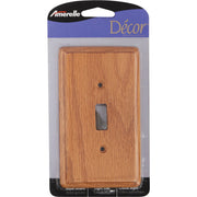 Amerelle 1-Gang Solid Oak Toggle Switch Wall Plate, Light Oak