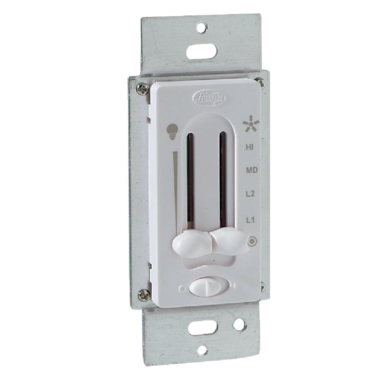 Hunter White 4-Speed/Full Range Dimmer Dual Slide Fan Control Switch