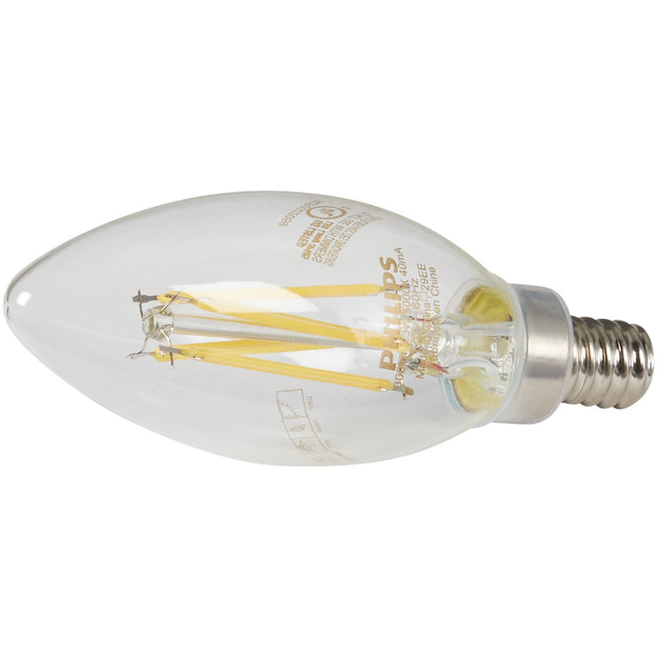 Philips 40W Equivalent Daylight B11 Candelabra Clear LED Decorative Light Bulb (3-Pack)