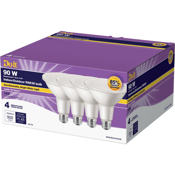 Do it 90W Equivalent Bright White PAR38 Medium LED Floodlight Light Bulb (4-Pack)