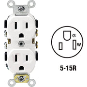 Leviton 15A White Shallow Commercial Grade 5-15R Duplex Outlet