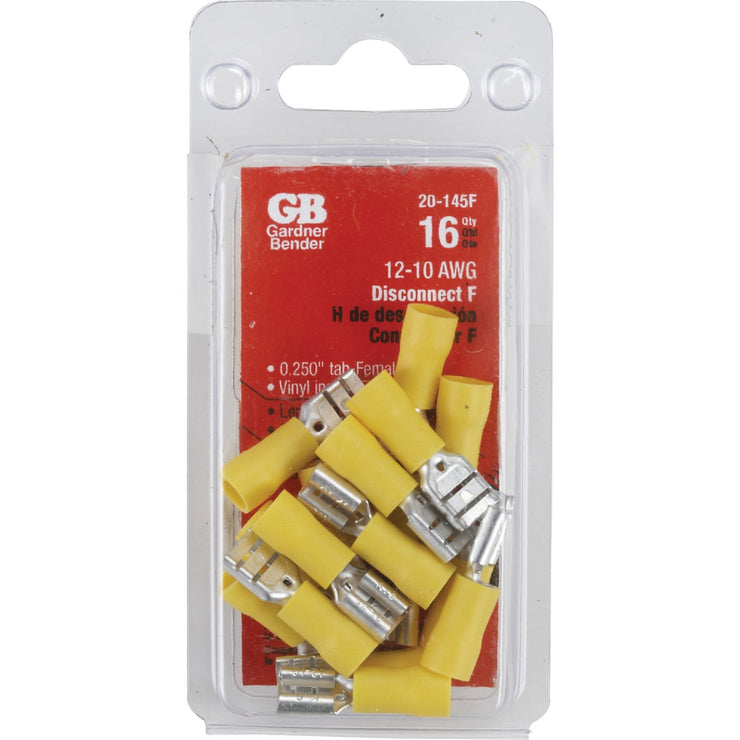 Gardner Bender 12 to 10 AWG Female Yellow Vinyl-Insulated Barrel Disconnect (16-Pack)