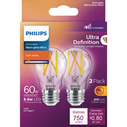 Philips Ultra Definition Warm Glow 60W Equivalent Soft White A15 Medium LED Light Bulb (2-Pack)