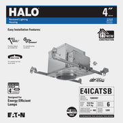 Halo Air-Tite 4 In. New Construction IC/Non-IC Rated Recessed Light Fixture with Adjustable Socket Bracket