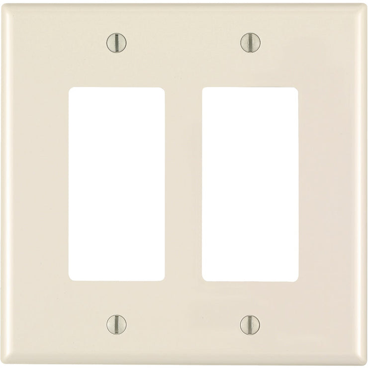 Leviton Decora 2-Gang Thermoplastic Nylon Mid-Way Rocker Wall Plate, Light Almond