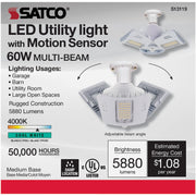 Satco Nuvo 60W Corn Cob Medium Base Multi-Beam LED High-Intensity Replacement Light Bulb with Motion Sensor