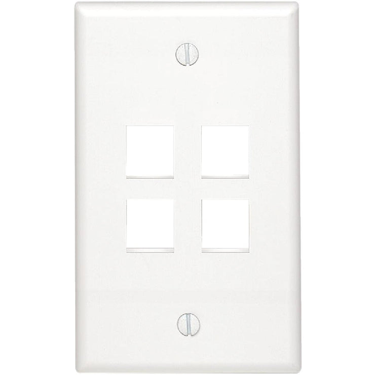 Leviton Quickport 4-Port White Flush Mount Wall Plate