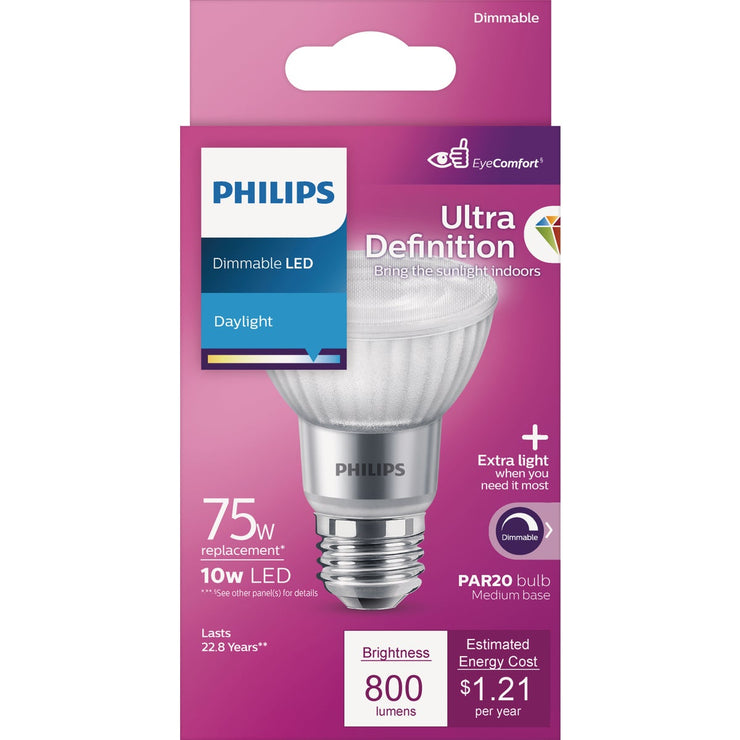 Philips Ultra Definition 75W Equivalent Daylight R20 Medium Dimmable LED Floodlight Light Bulb