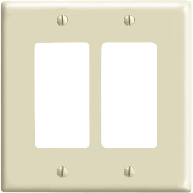 Leviton Mid-Way 2-Gang Smooth Plastic Rocker Decorator Wall Plate, Ivory